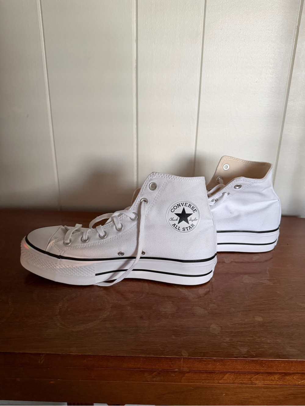 Converse White High Top Platform Sneakers